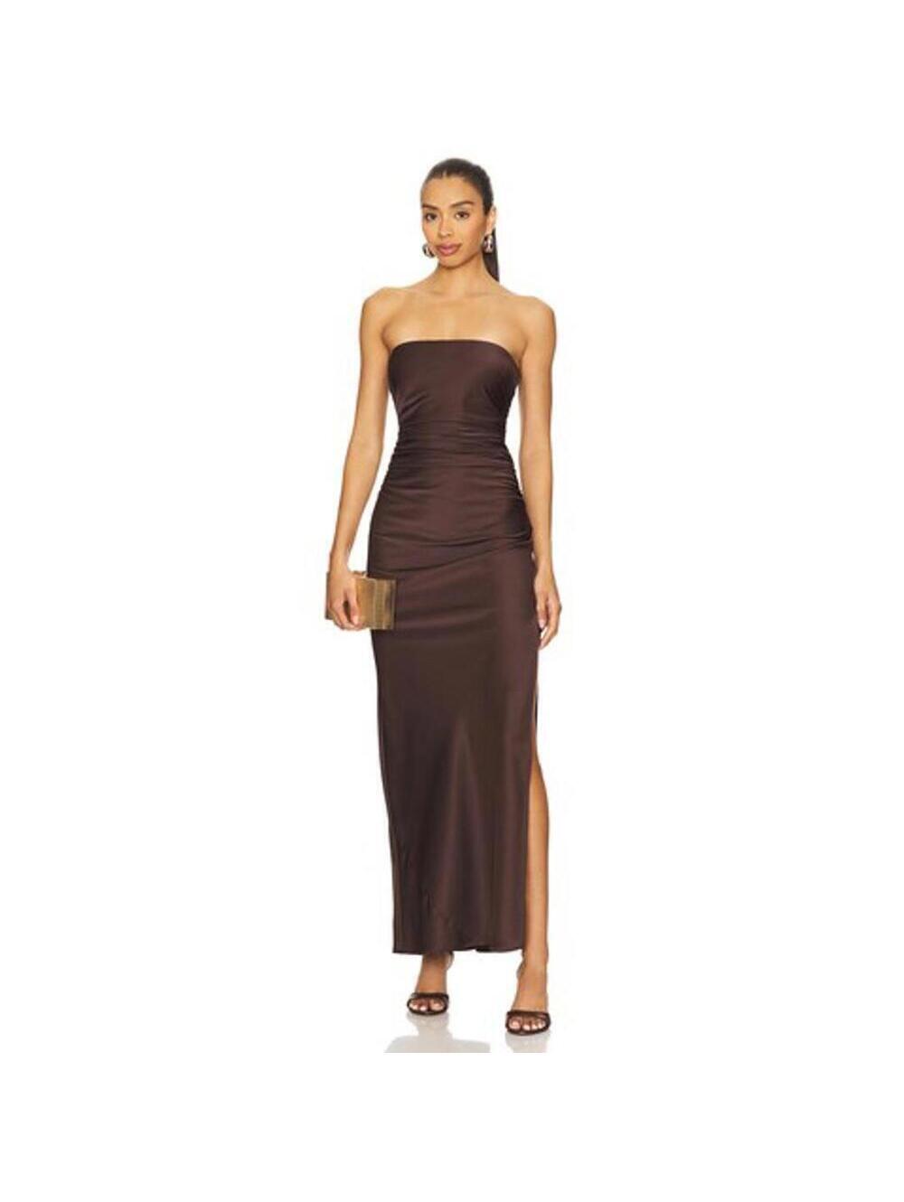 nwot Bec + Bridge Eternity Strapless Maxi Dress in Dark Chocolate